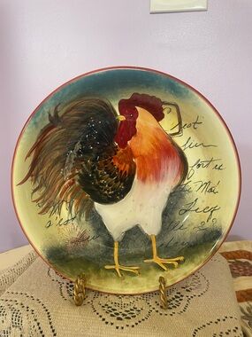 Hand-Painted Rooster certified le rooster pasta bowl
